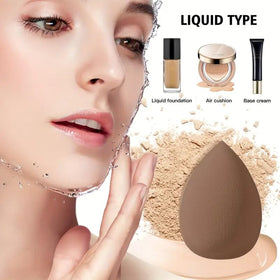 HGHDBT brush applying foundation on skin for streak-free natural finish