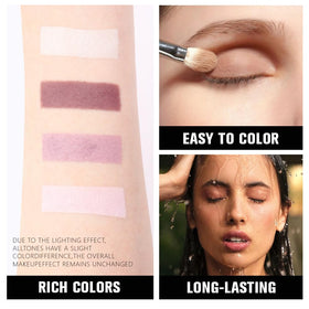 HHLTOH palette applied on model eye demonstrating buildable color payoff