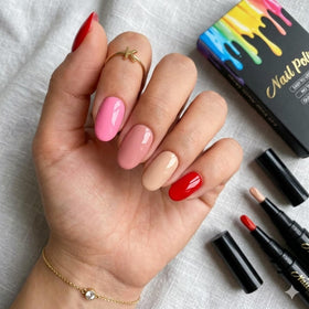 HHZEYLE pens lined up displaying red, naked pink, soft pink, apricot for color choice