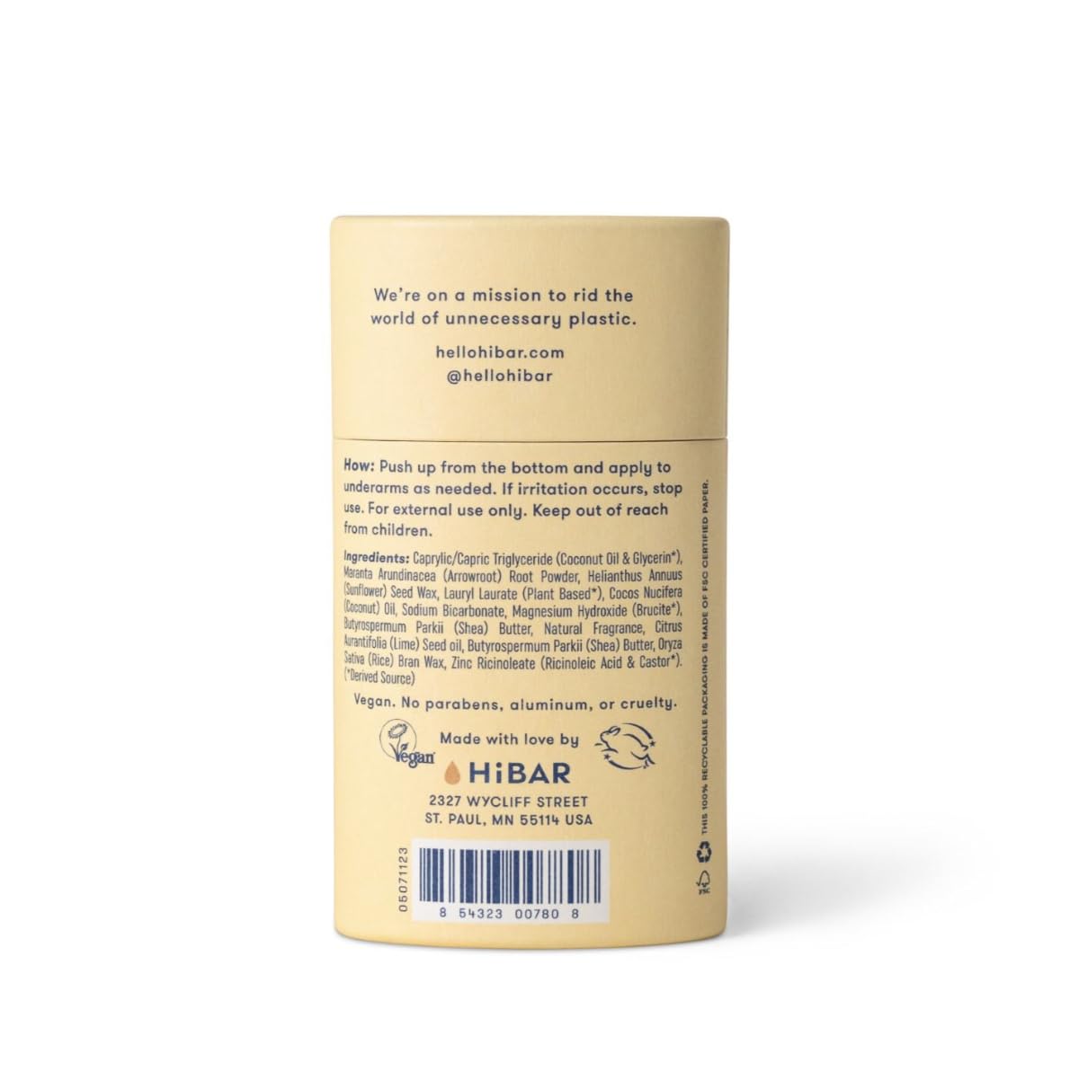 HIBAR deodorant bar applied underarm demonstrating smooth glide and all-day protection