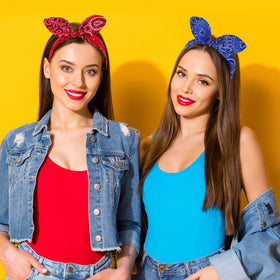 Hicarer modeled headband in red showing stylish fit and everyday wearability