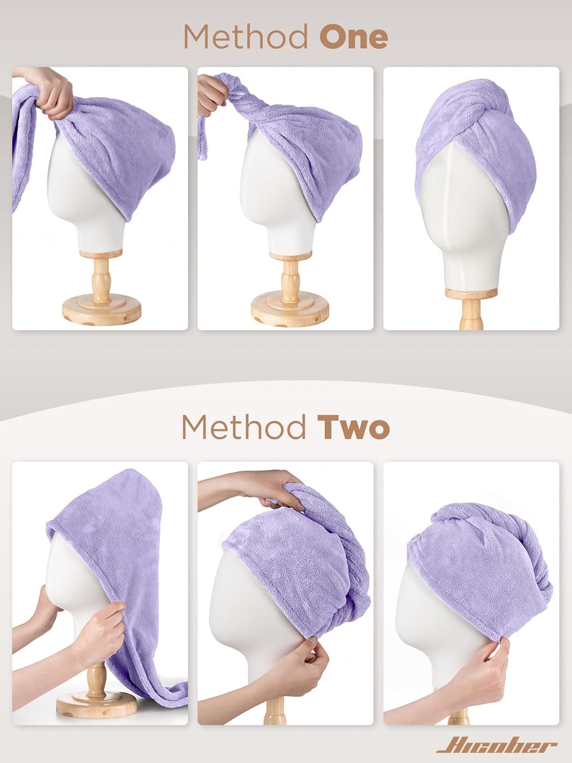 Hicober three-color towels laid flat showing color options and rotation benefit