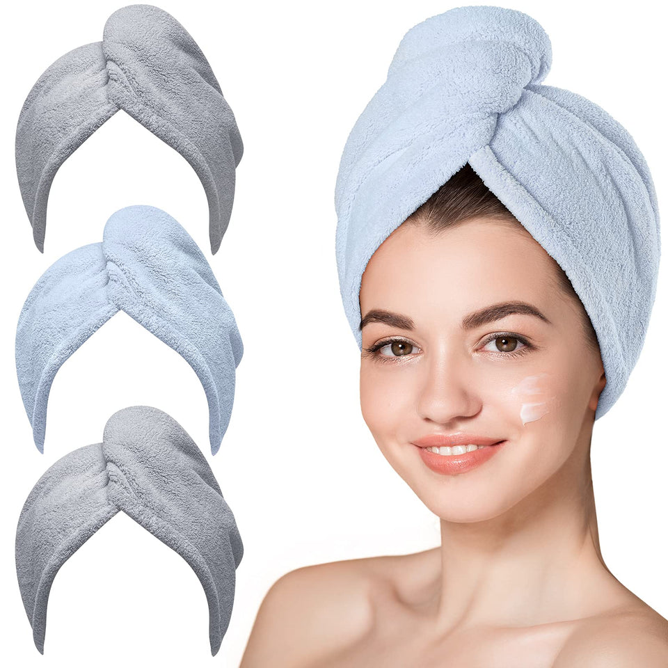 Hicober three-turban pack front view shows compact, travel-friendly drying
