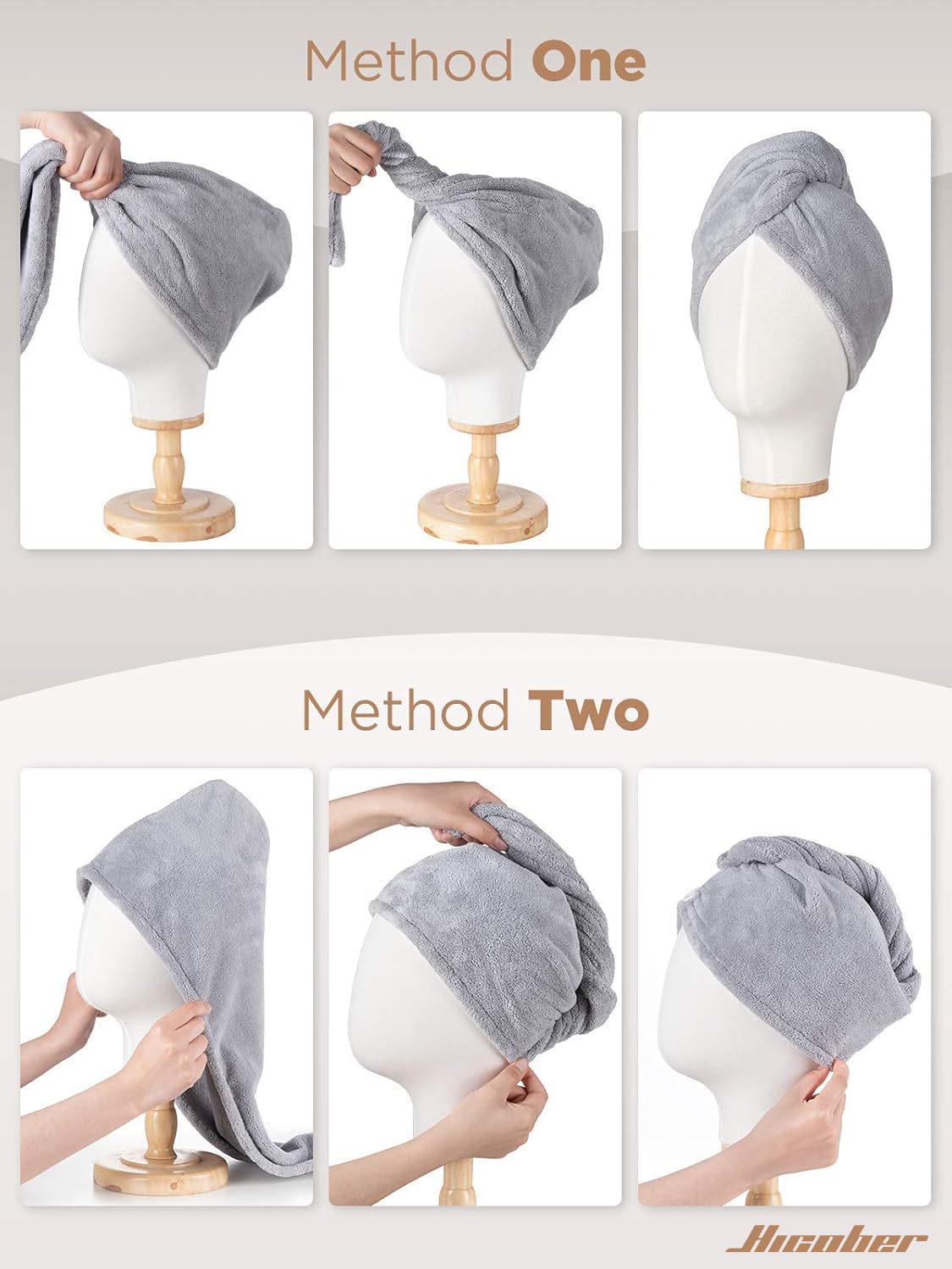 Hicober turban on bathroom counter styled as practical everyday accessory