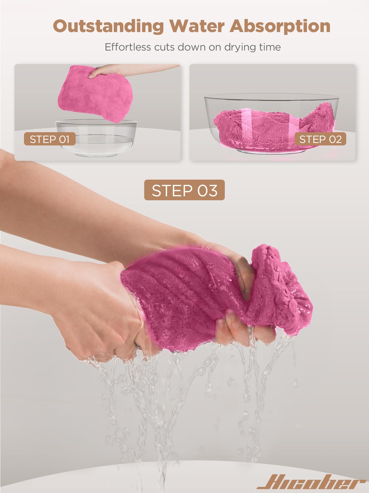 Hicober turban held in hand to show compact size and lightweight benefit
