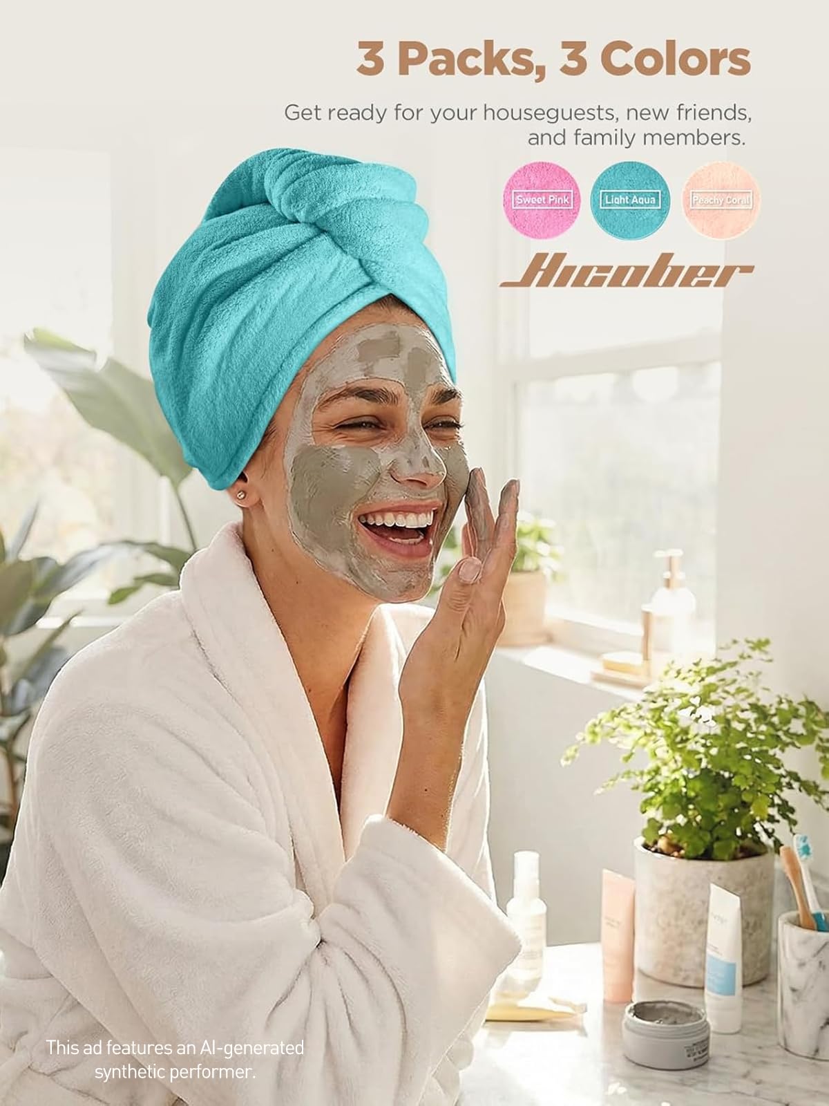 Hicober turban knot detail showing secure fit and easy wrap benefit