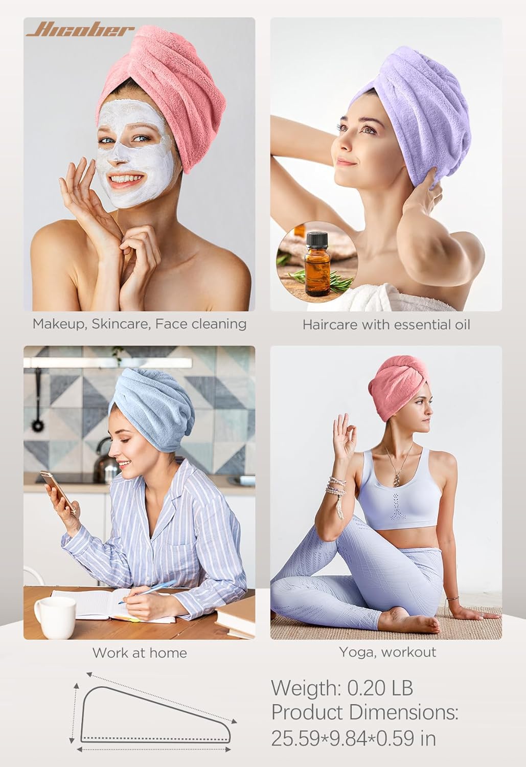 Hicober towel size shown in hand conveying compact lightweight benefit