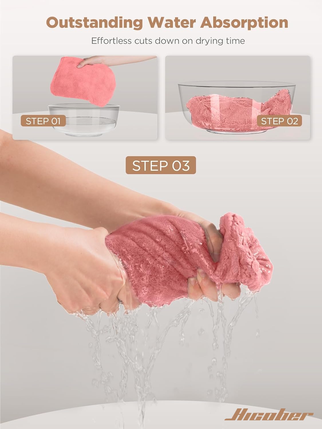 Hicober towel folded in travel bag highlighting packable convenience benefit