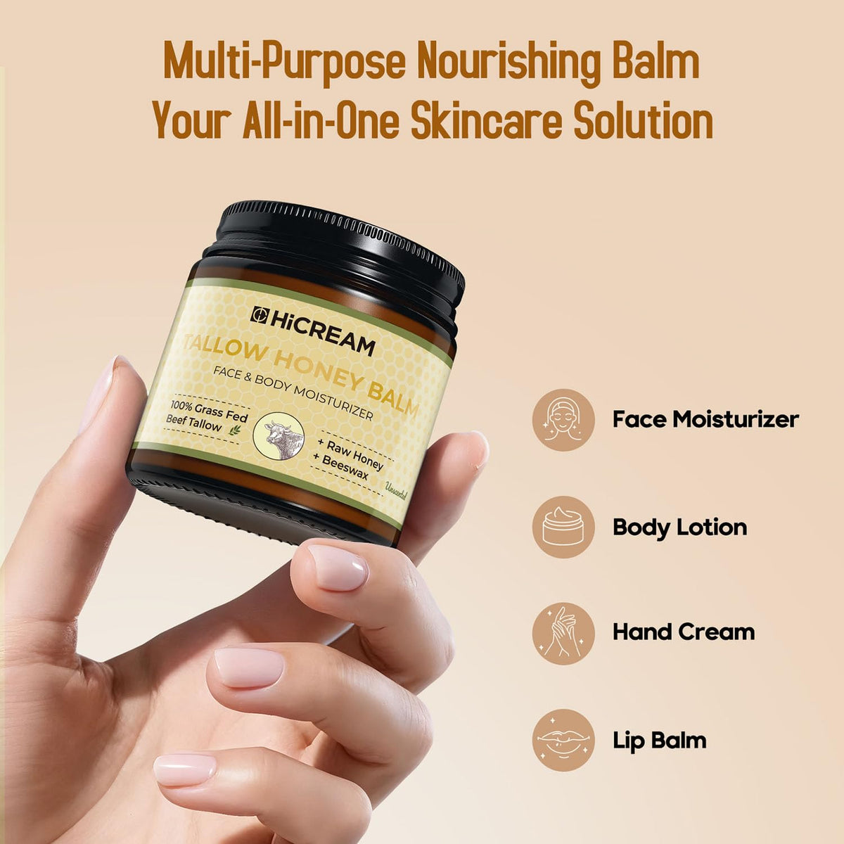 Hicream 4 oz jar beside everyday items showing compact size and portability