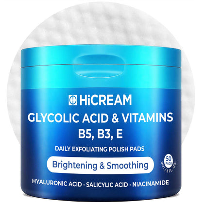 Hicream front packaging showing product and benefit of convenient exfoliation