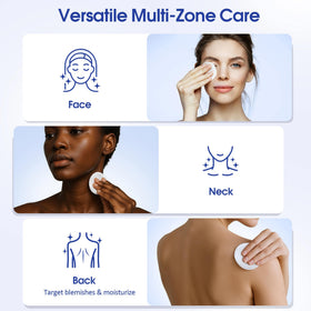 Hicream pad in use wiping face demonstrating gentle pore-clearing action