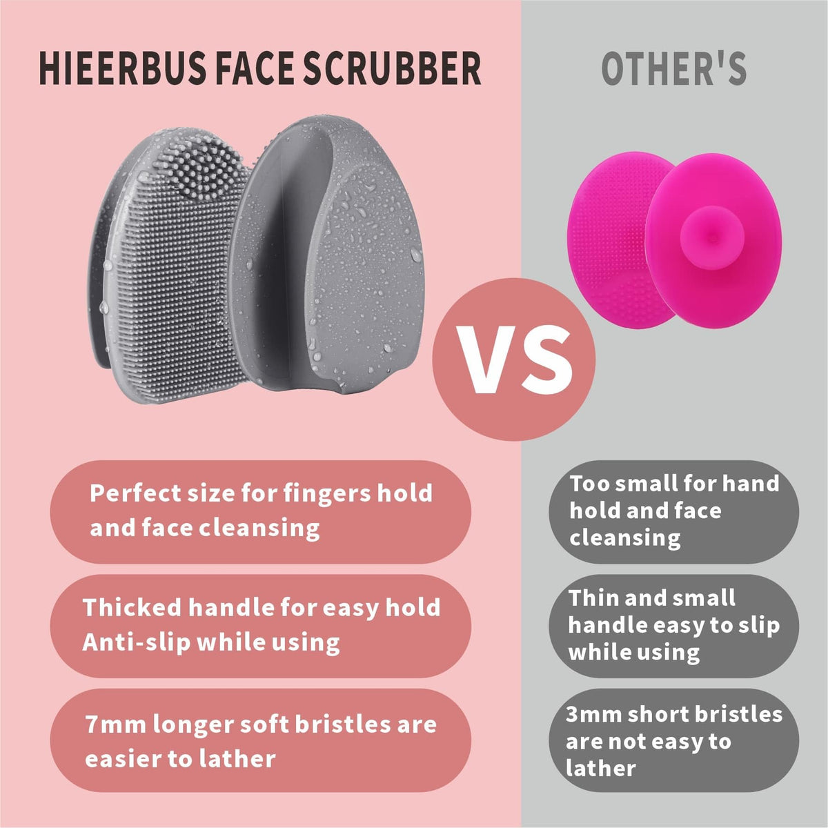 HIEERBUS close-up of silicone bristles texture highlighting hygienic quick-dry surface