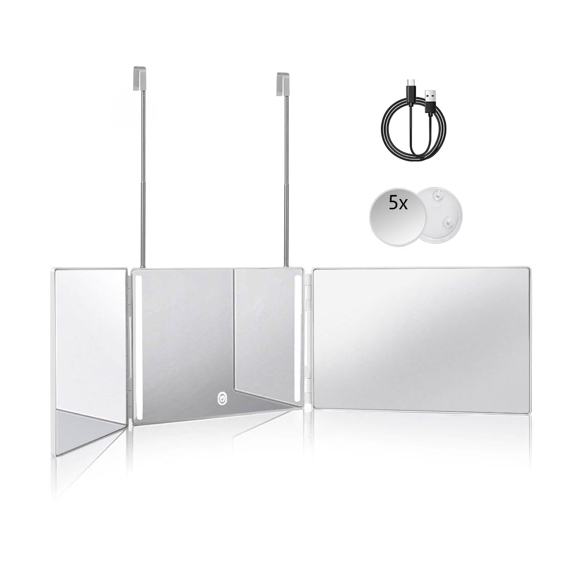 HIEEY front view folded white mirror showing compact portability and clean design