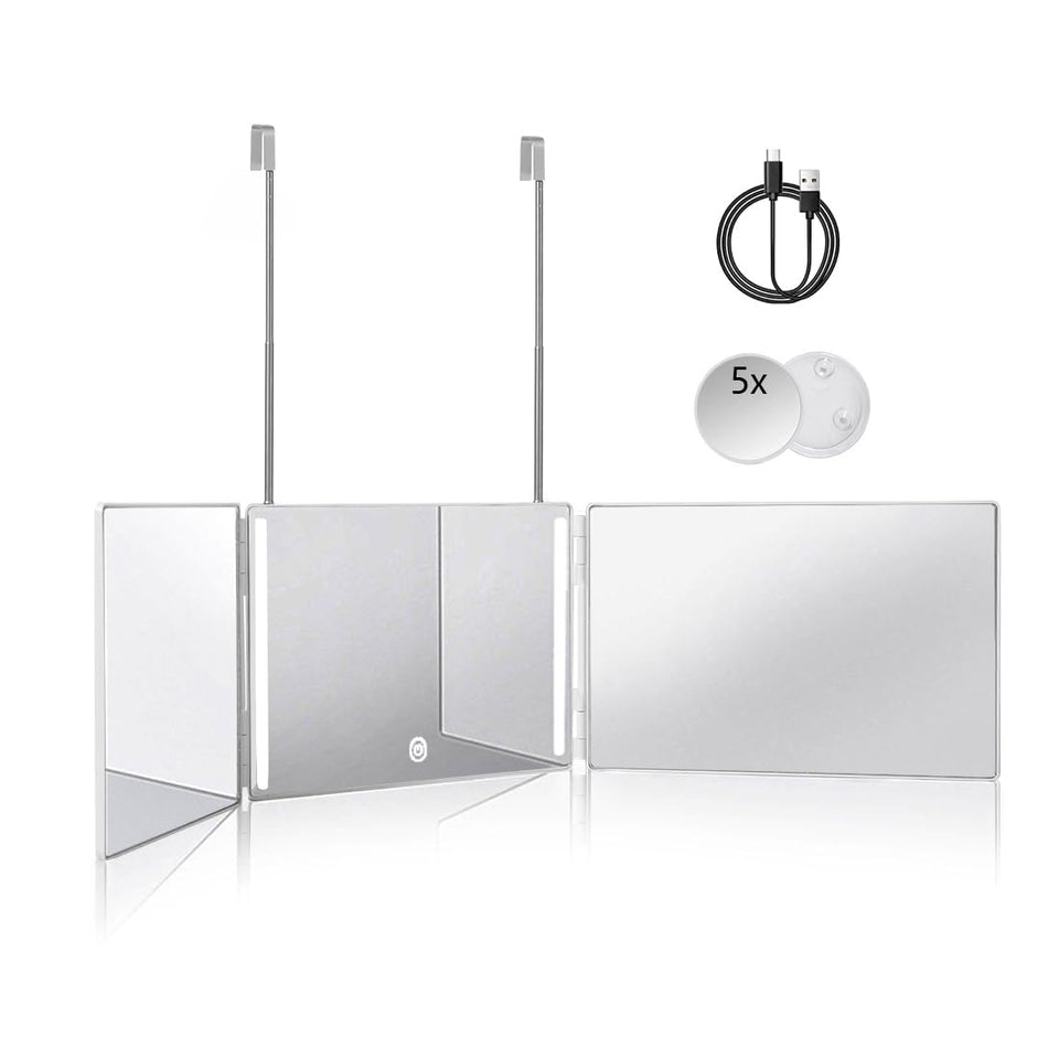 HIEEY front view folded white mirror showing compact portability and clean design