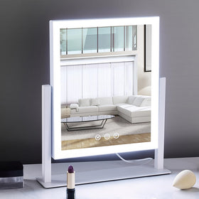 HIEEY mirror tilted to demonstrate 360° rotation for flexible angles and hands-free use benefit