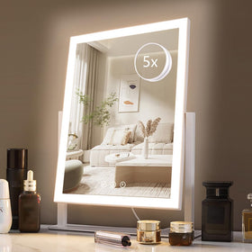 HIEEY front view of vanity mirror showing full LED frame and clean reflection benefit