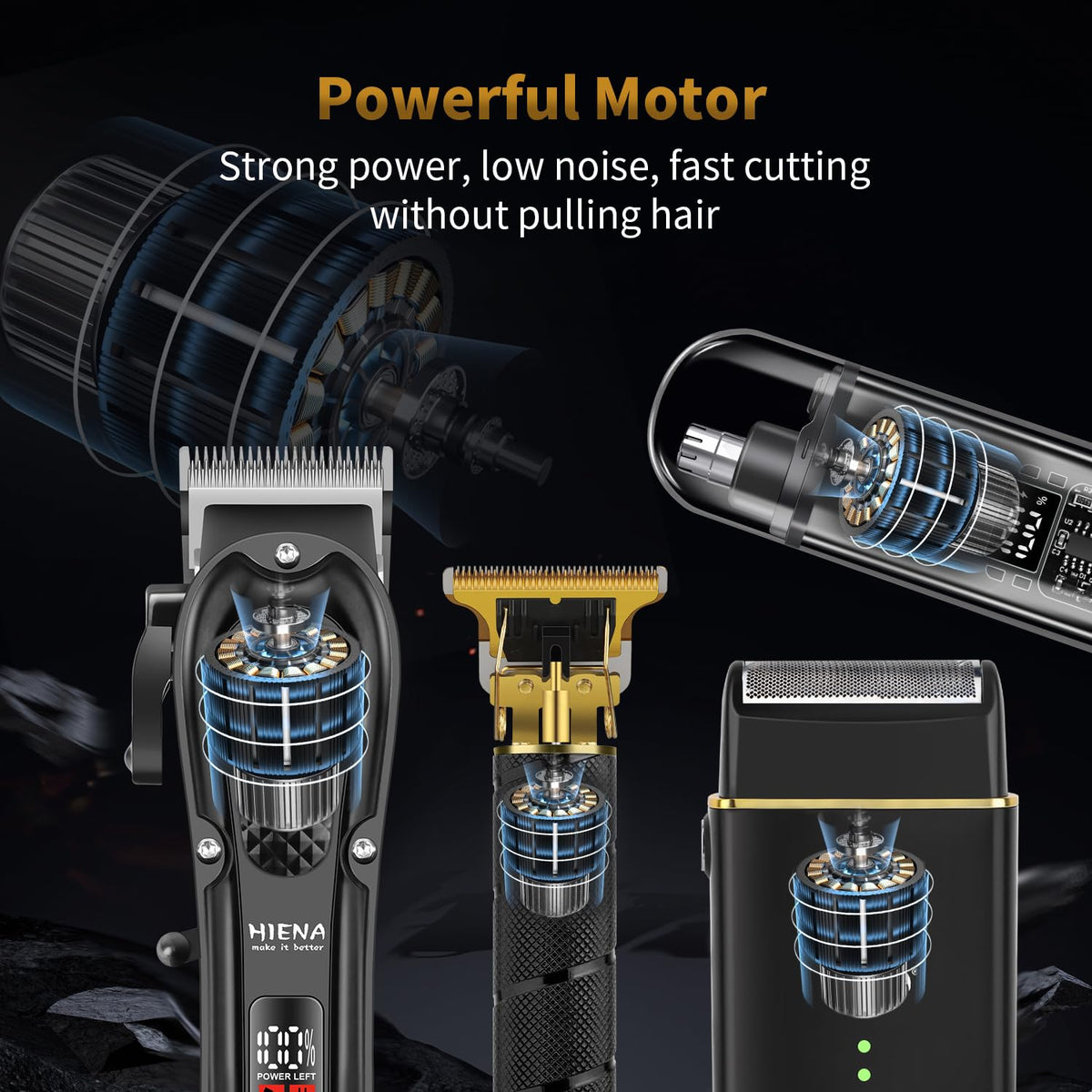 HIENA PRO clipper next to ruler showing scale and size for home and professional use