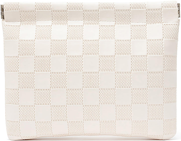 HIGH FIT front view of compact pocket cosmetic bag showing sleek design and portability