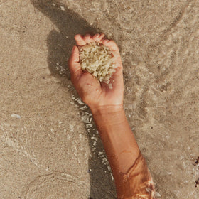 HigherDOSE French green clay and algae detail emphasizing skin-refreshing minerals