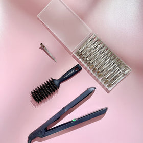 HiJeaton clips in use during salon styling keeping hair sections secure and crease-free