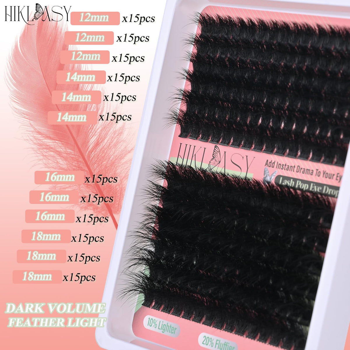 HK HIKLASY close-up of 260D fiber texture for dramatic volume