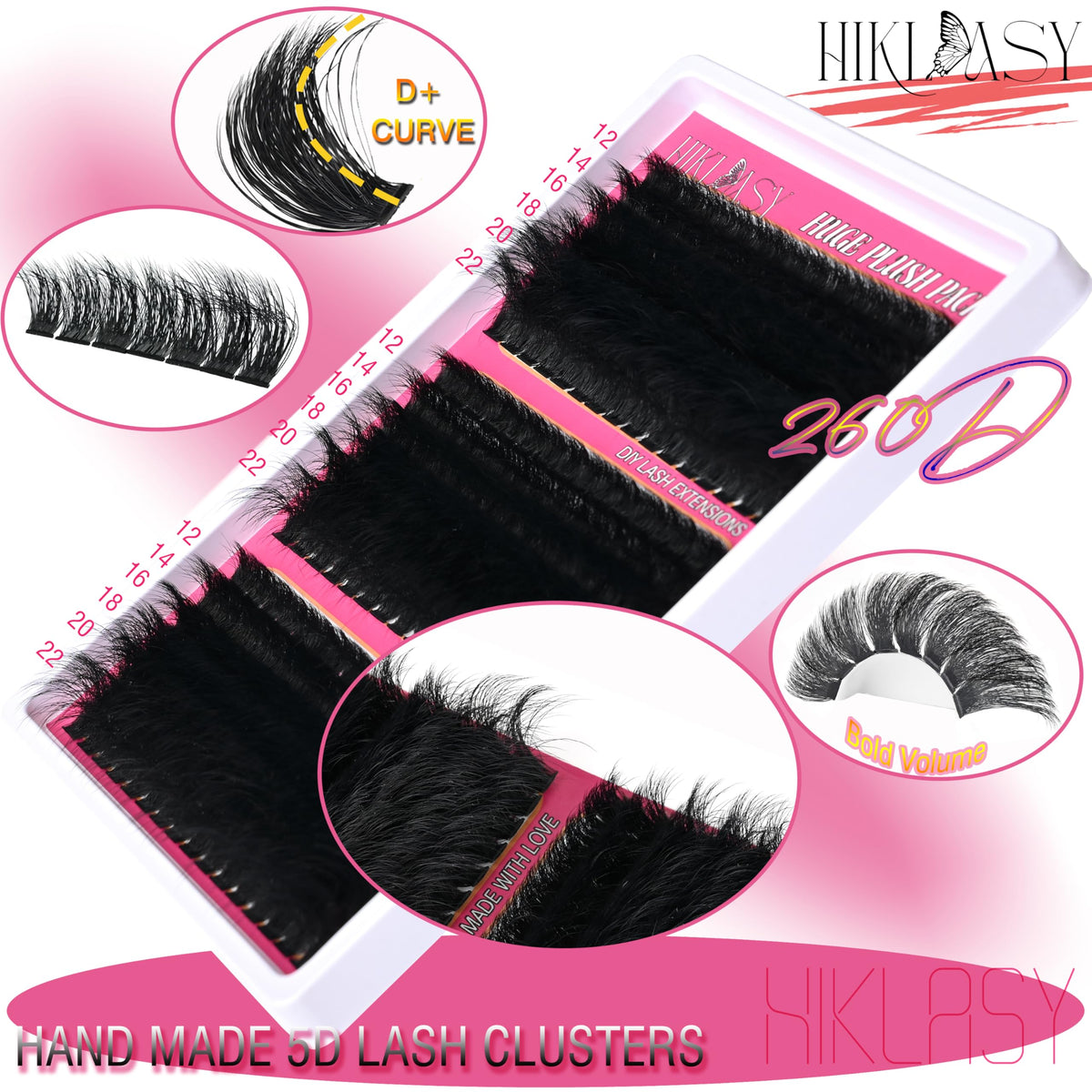 HK HIKLASY array of mixed 12–22mm lengths illustrating styling options