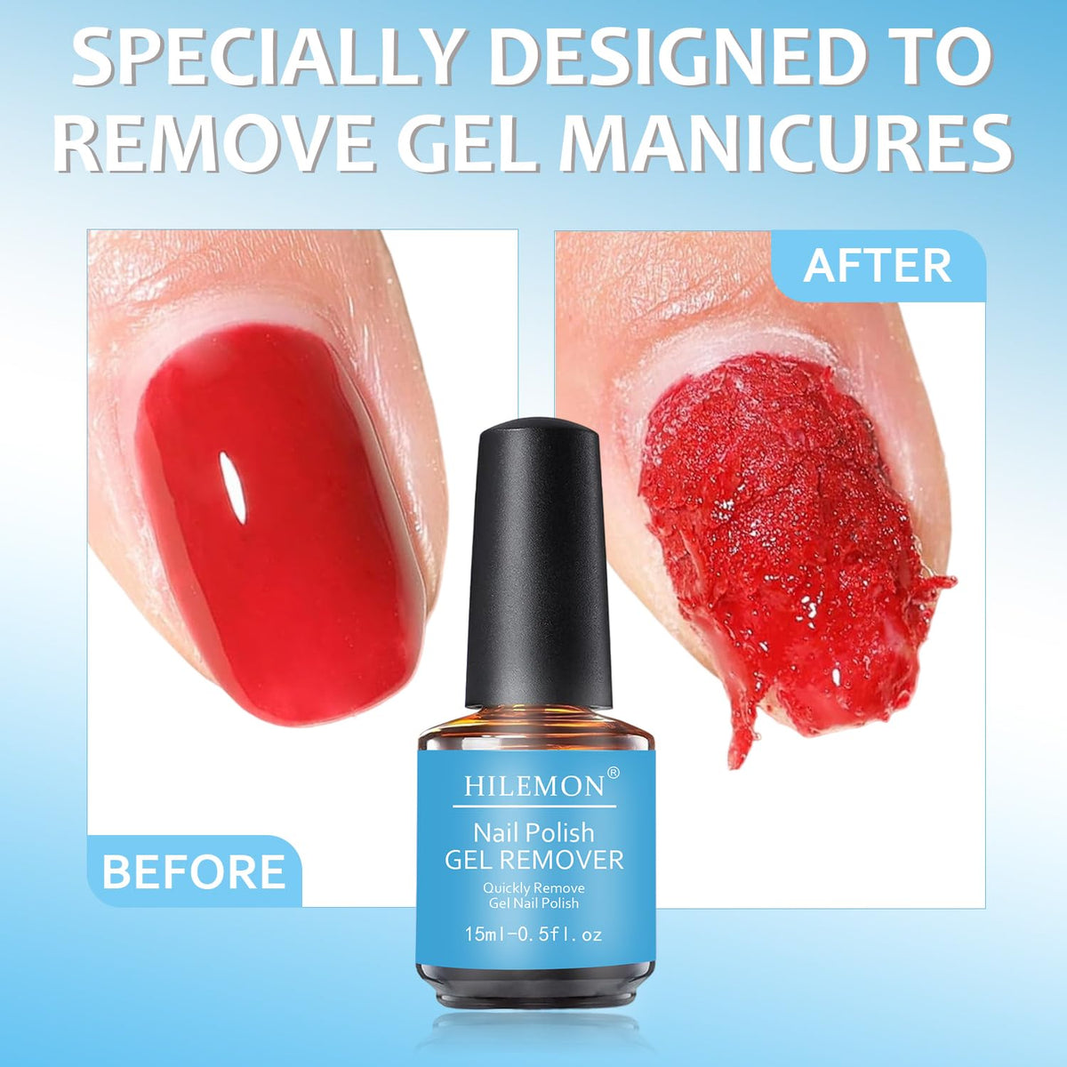 HiLemon brush applying remover to nail for fast polish breakdown