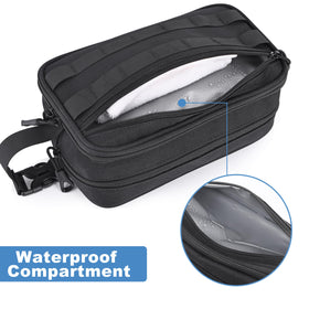 HILOMON rear compartment with sealed divider to separate wet items and prevent leaks