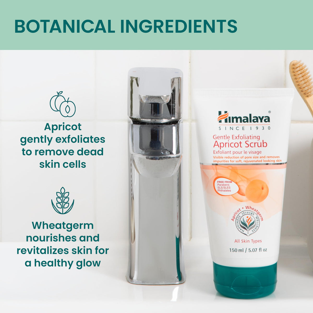 Himalaya ingredient label close-up showing wheatgerm oil, vitamin E, licorice and no parabens