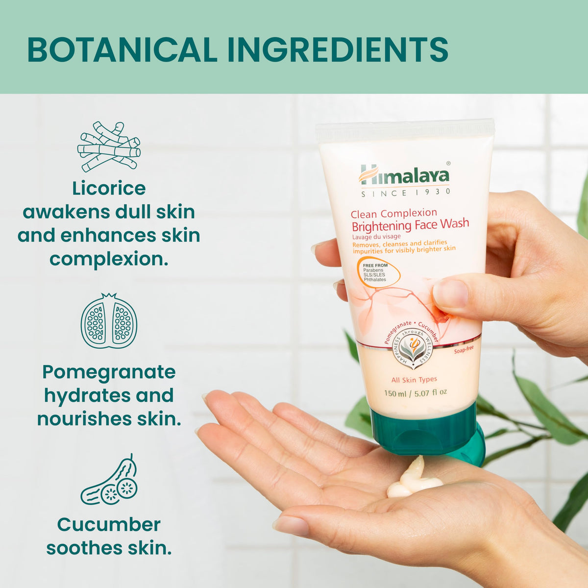 Himalaya pump dispensing face wash into hand for easy application