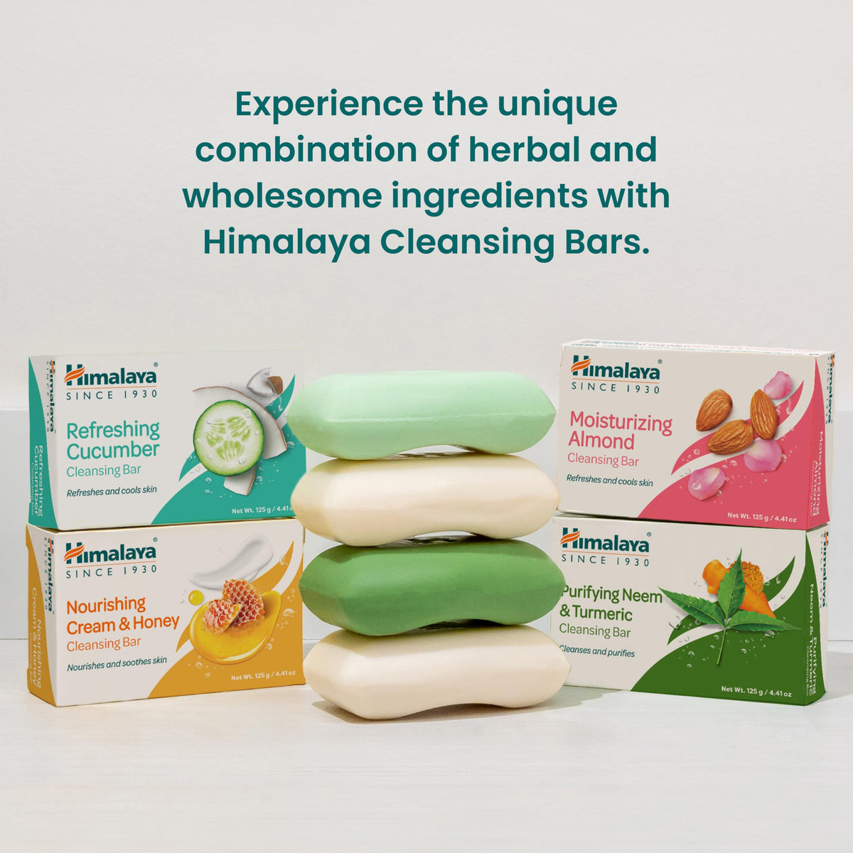 Himalaya ingredient label close-up listing neem turmeric honey milk cream benefit