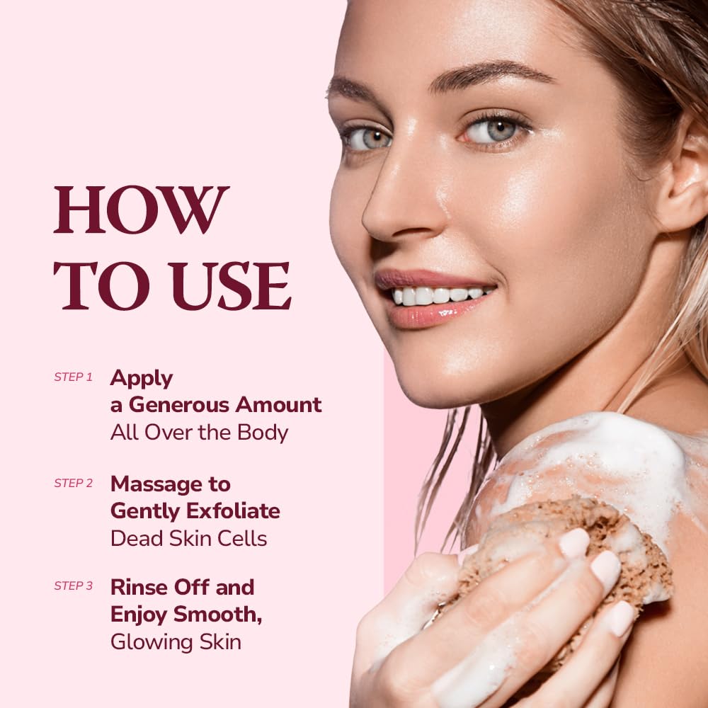 HIMALAYA PINKSALT applied on wet skin in shower, shows effective in-shower exfoliation