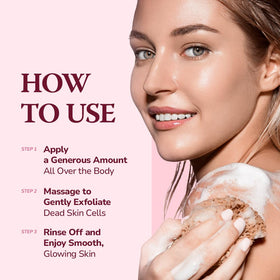 HIMALAYA PINKSALT applied on wet skin in shower, shows effective in-shower exfoliation