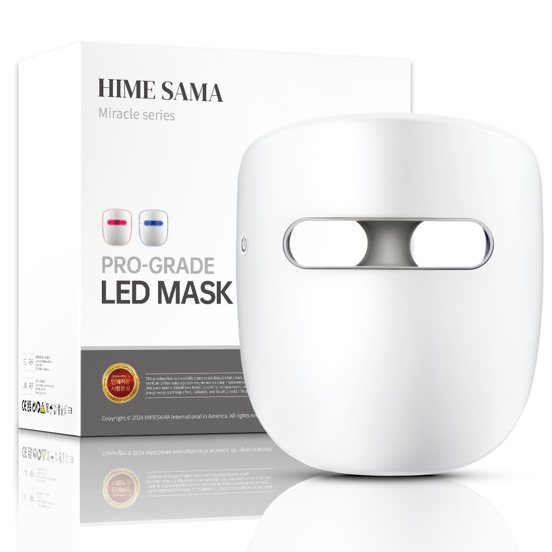 HIME SAMA front view LED mask showing full coverage and uniform illumination benefit