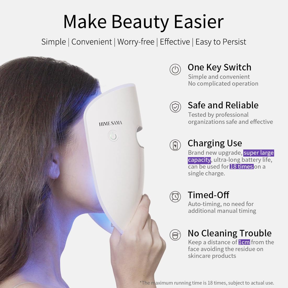HIME SAMA in-use wireless session on model showing hands-free convenience benefit