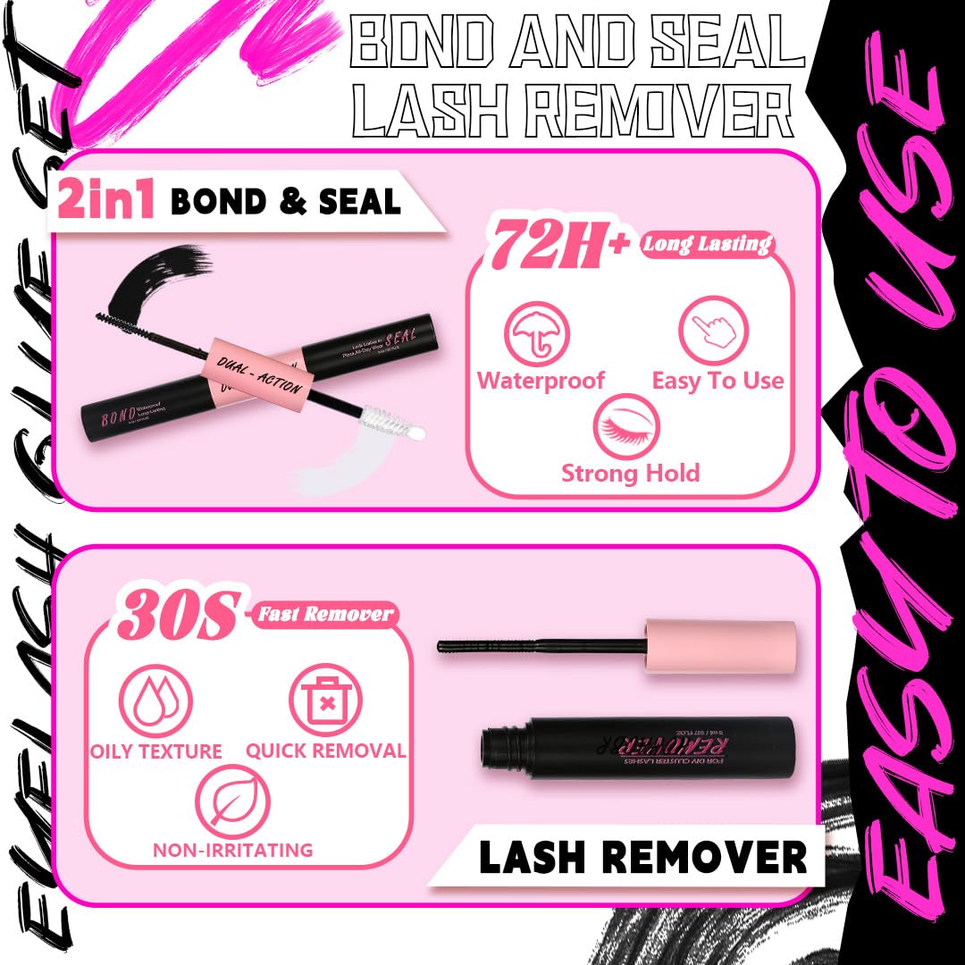 Himirell complete kit laid out to show included glue, remover, tweezers, and brush for value