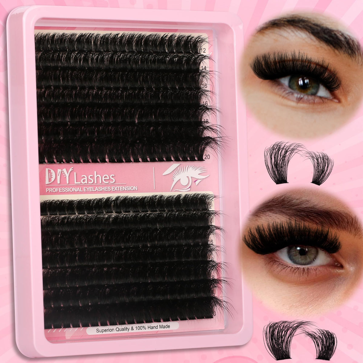 Himirell front packaging showing 280-piece lash clusters and kit benefits