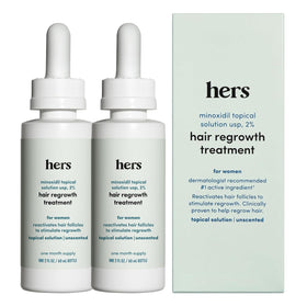 HIMS & HERS front packaging showing unscented 2% solution for easy identification