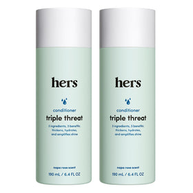 HIMS & HERS front packaging of Triple Threat Conditioner showing bottle and branding for easy identification and daily use