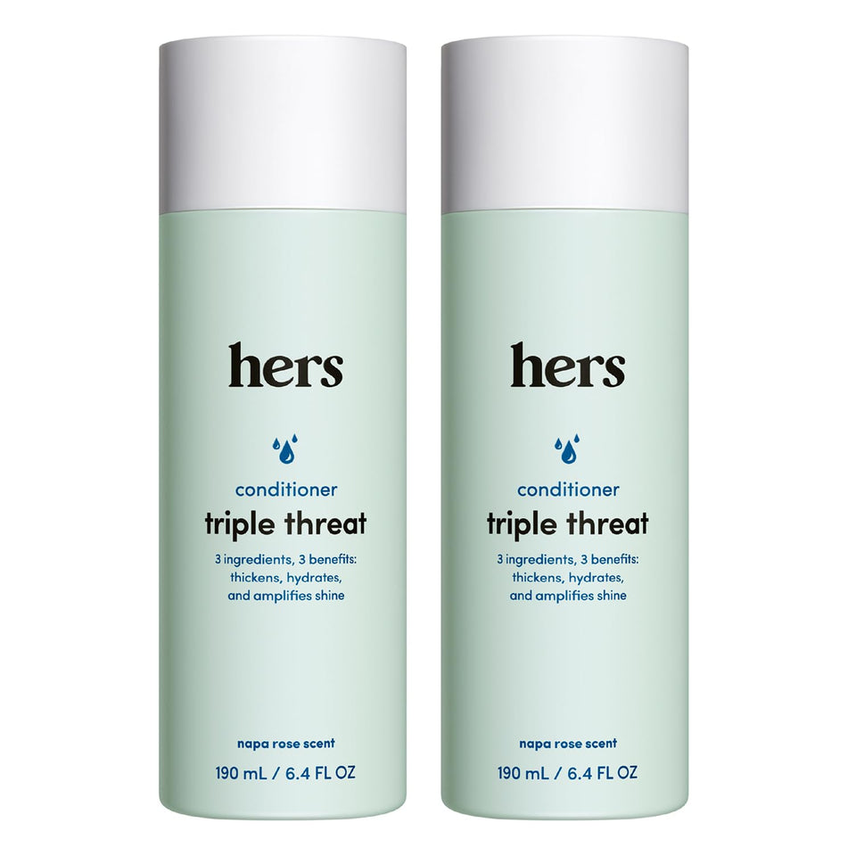HIMS & HERS front packaging of Triple Threat Conditioner showing bottle and branding for easy identification and daily use