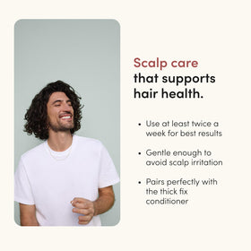 hims foamy lather in palm demonstrating effective cleansing and flake removal