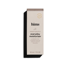 hims Everyday Moisturizer front tube shows compact travel-friendly hydration