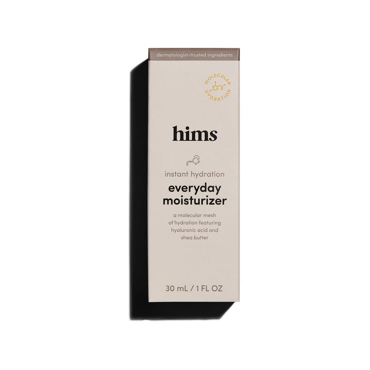 hims Everyday Moisturizer front tube shows compact travel-friendly hydration