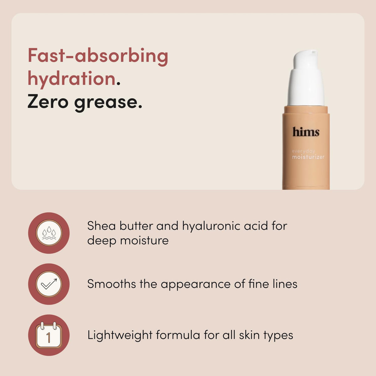 hims Everyday Moisturizer cap and dispenser close-up showing easy application