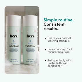 HIMS & HERS shampoo lather on hair demonstrating gentle cleansing and manageability