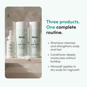 HIMS & HERS three products side-by-side illustrating the full routine