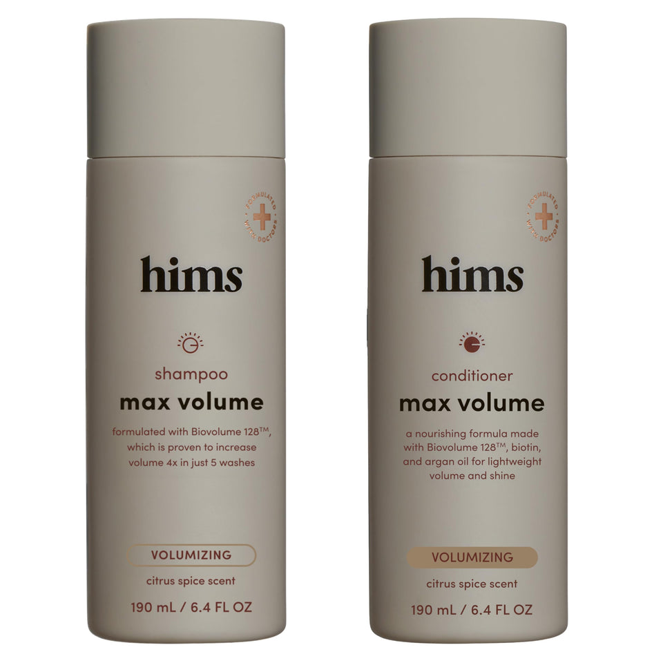 hims front packaging showing duo and citrus spice scent for visible root lift
