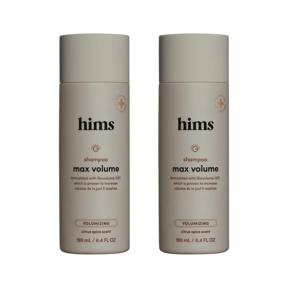 hims Max Volume Shampoo front packaging showing brand and volume for quick identification and confidence