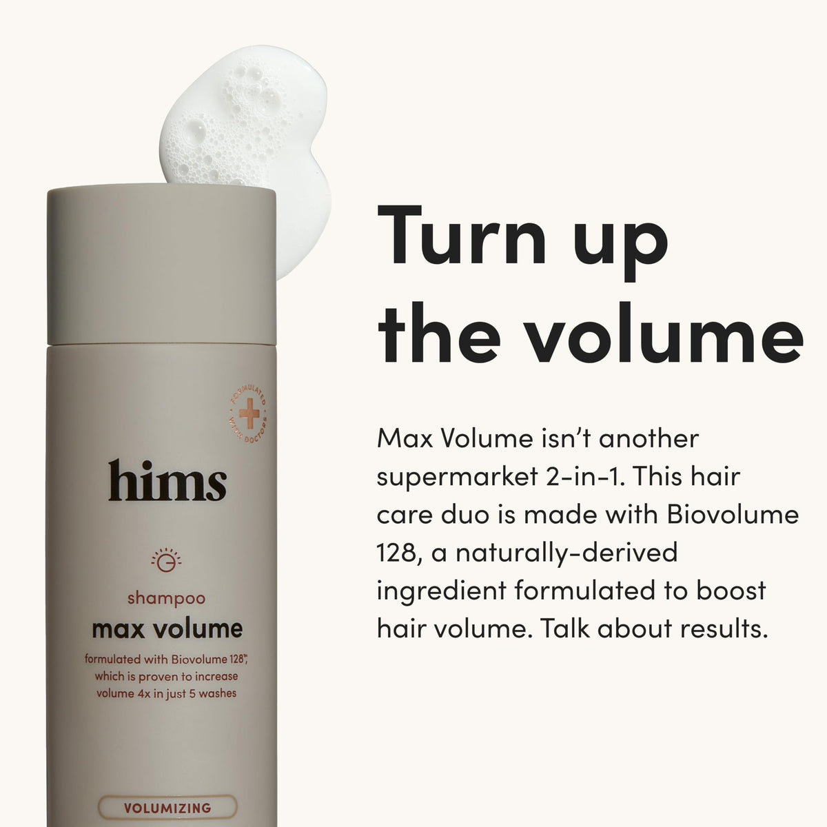 hims shampoo pump close-up demonstrating easy dispensing and gentle cleanse
