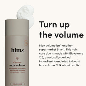 hims shampoo pump close-up demonstrating easy dispensing and gentle cleanse